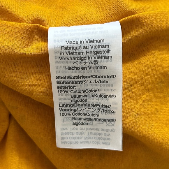 J. Crew Factory V-neck Lace Blouse Peplum Button Down Golden Yellow Size 00 - Picture 11 of 12